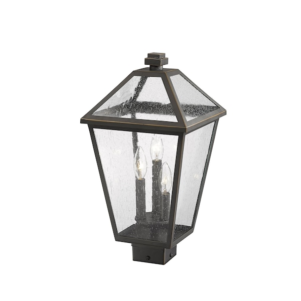 Talbot 3 Light Outdoor Post Mount Fixture, Oil Rubbed Bronze And Seedy